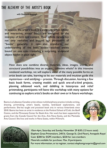 Poster for Alchemy of Artist's Book Workshop