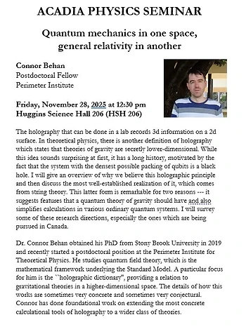 Poster for Acadia Physics Seminar