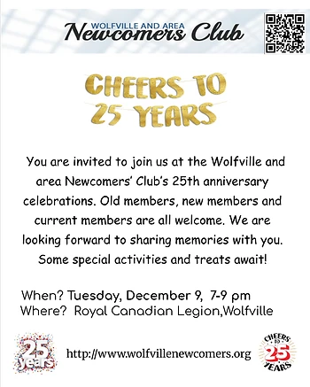 Poster for Wolfville and Area Newcomers Club