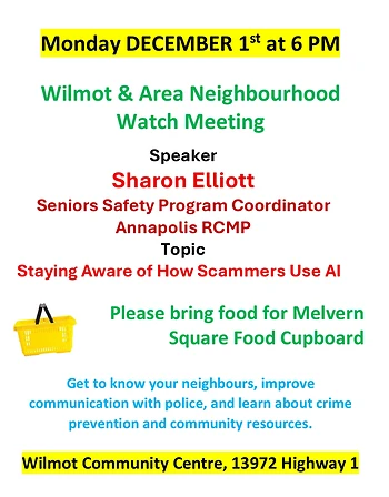 Poster for Wilmot & Area Neighbourhood Watch