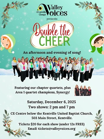 Poster for Valley Voices Chorus Holiday Show- Double the Cheer