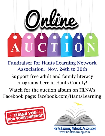 Poster for HLNA Online Auction for Literacy