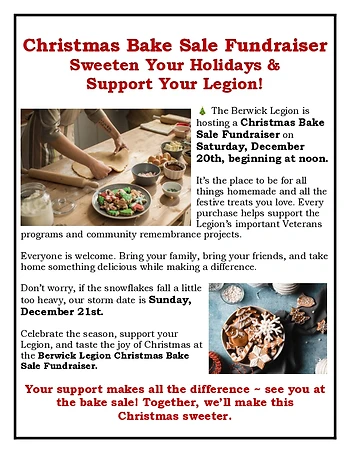 Poster for Christmas Bake Sale Fundraiser