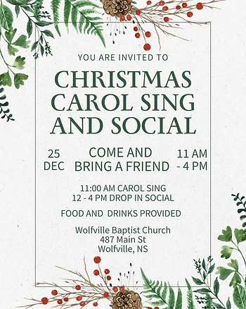Poster for Christmas Carol Sing and Social