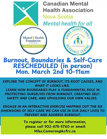 Poster for Burnout, Boundaries & Self Care