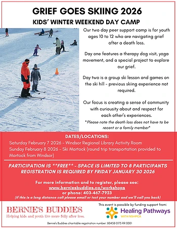 Poster for Grief Goes Skiing Youth Camp