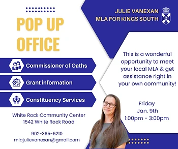 Poster for MLA for Kings South Pop up Office