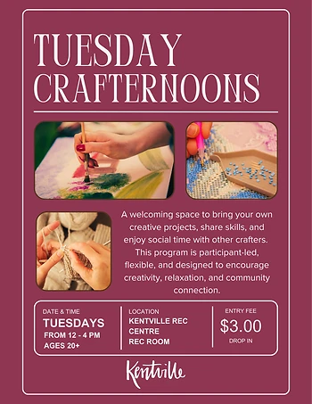 Poster for Tuesday Crafternoons