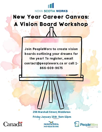 Poster for New Year Career Canvas Vision Board Workshop