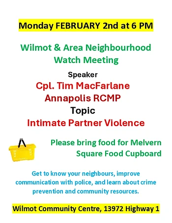 Poster for Wilmot & Area Neighbourhood Watch