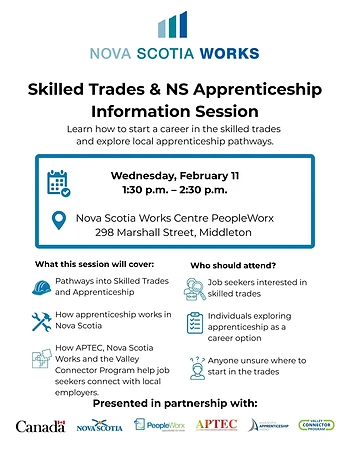 Poster for Skilled Trades & NS Apprenticeship Information Session
