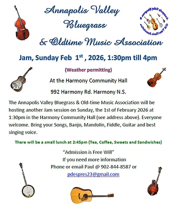 Poster for Annapolis Valley Bluegrass Jam
