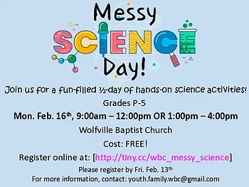 Poster for Messy Science Day