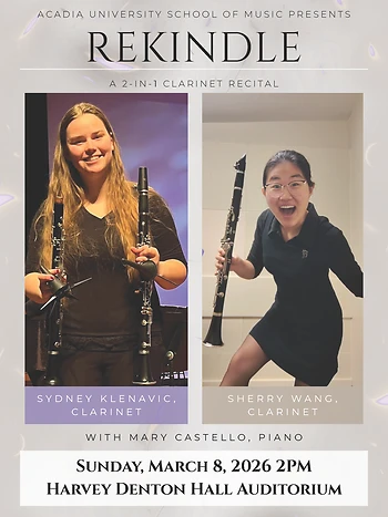 Poster for Acadia University presents Student Recital