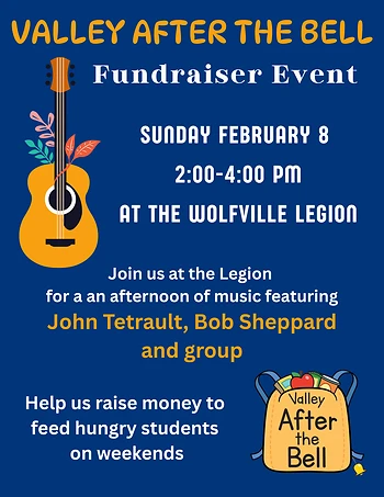 Poster for Valley Food Fundraiser John Tetrault, Bob Sheppard Band