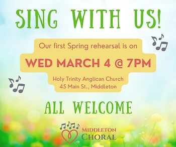 Poster for Middleton Choral Society - All Welcome!