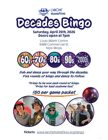 Poster for Dab and Dance through Decades Bingo