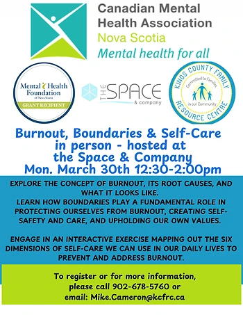 Poster for Burnout, Boundaries & Self Care