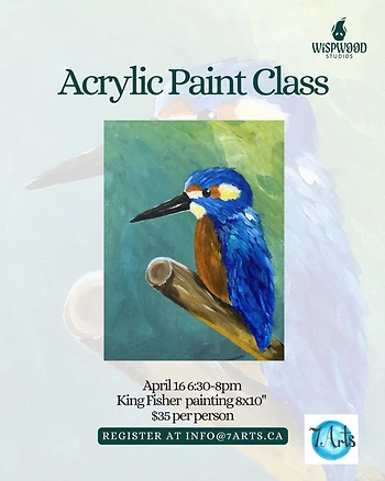 Poster for Kingfisher (Bird) Acrylic Paint Class