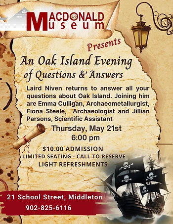 Poster for An Oak Island Evening of Questions & Answers