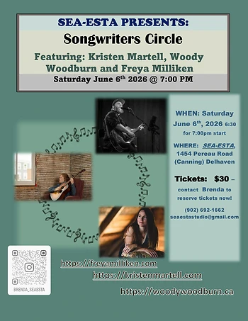 Poster for Songwriters Circle - Featuring Freya Milliken, Kristen Martell & Woody Woodburn