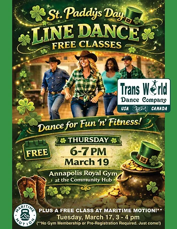 Poster for St. Patrick's Week Line Dance Class