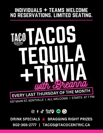Poster for Tacos, Tequila and Trivia