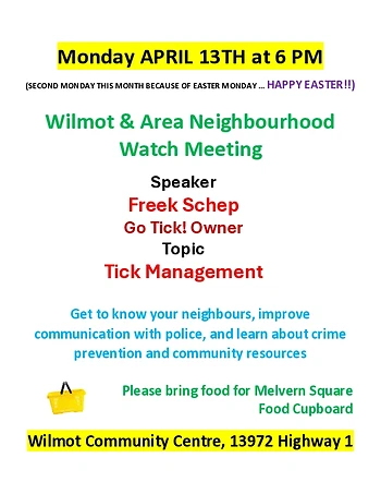 Poster for Wilmot & Area Neighbourhood Watch