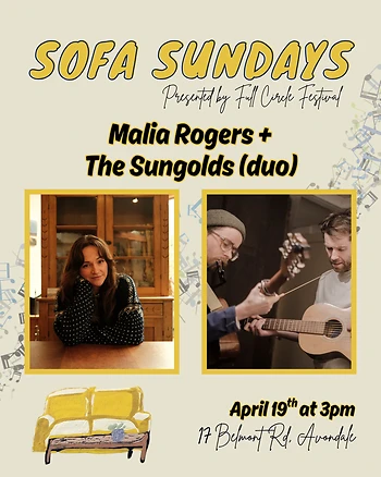 Poster for Sofa Sundays with Malia Rogers & The Sungolds