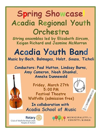 Poster for Acadia Youth Band and ARYO concert