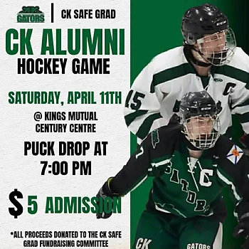 Poster for Central Kings Alumni Hockey Game Safe Grad Fundraiser