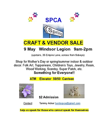 Poster for SPCA Spring Craft & Vendor Sale