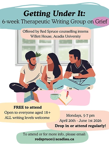 Poster for Getting Under It: Therapeutic Writing Group on Grief