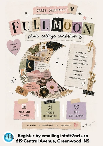 Poster for Make & Manifest: Full Moon Collage Workshop