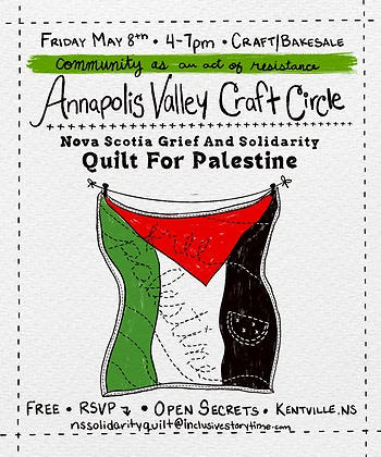Poster for Grief and Solidarity Quilt Craft, Discussion Circle & Bakesale