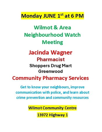Poster for Wilmot & Area Neighbourhood Watch