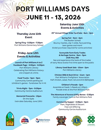 Poster for Port Williams Days Memorial Fireworks