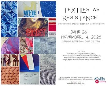 Poster for Textiles as Resistance OPENING RECEPTION