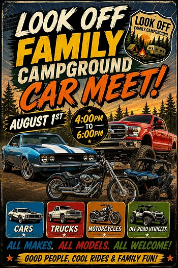 Poster for Look off Family Campground Car meet