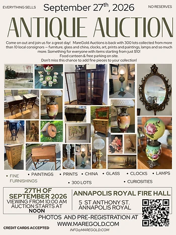 Poster for Antique Auction - Sept. 27th, 2026