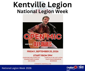 Poster for Legion Week - Open Mic Hosted by Clay Charles