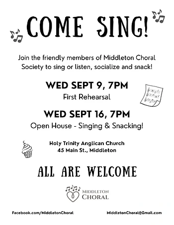Poster for COME SING! Choir Open House
