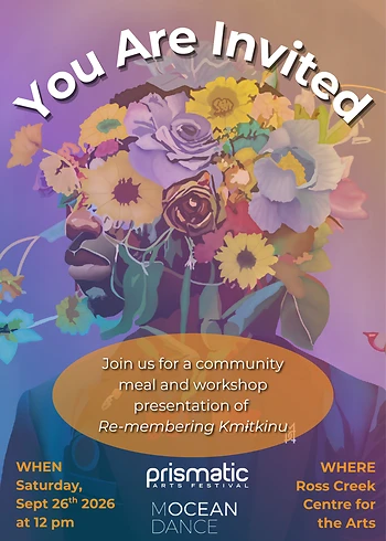 Poster for Re-membering Kmɨtkinu Workshop Performance & Communal Lunch