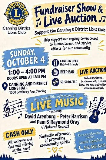 Poster for Live Music and Auction Fundraiser!