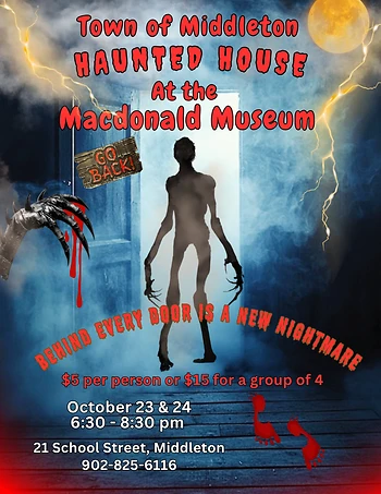 Poster for Town of Middleton Haunted House at The Macdonald Museum