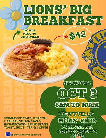 Poster for KENTVILLE LIONS Big Breakfast
