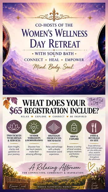 Poster for Womens Wellness Day Retreat With September Ancient Skies And Mystic Jewels