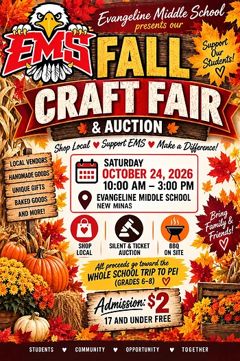 Poster for Evangeline Middle School Fall Craft Fair