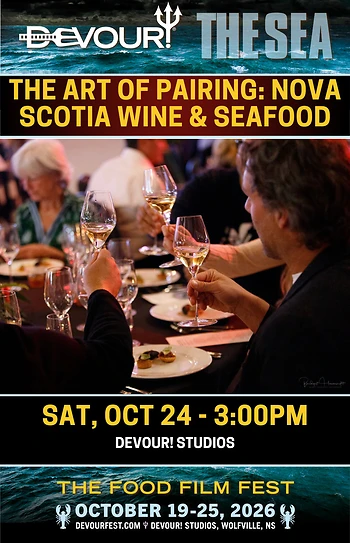 Poster for Beverage Workshop: The Art of Pairing: Nova Scotia Wine & Seafood witChef Renée Lavallée & Sommelier