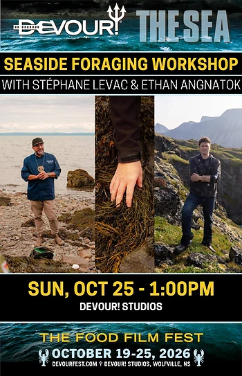 Poster for Seaside Foraging Workshop with Stéphane Levac & Ethan Angnatok